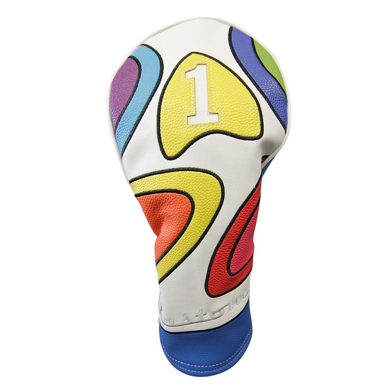 Majek Retro Golf Headcover Limited Edition Vintage Leather Style Psychedelic Colorful Groovy Custom Design 1 Driver Head Cover Fits 460cc Drivers - Image 1